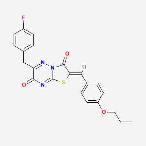 molecular formula C22H18FN3O3S B15098976 (2Z)-6-(4-fluorobenzyl)-2-(4-propoxybenzylidene)-7H-[1,3]thiazolo[3,2-b][1,2,4]triazine-3,7(2H)-dione 