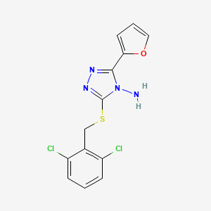 molecular formula C13H10Cl2N4OS B15099023 5-[(2,6-Dichlorophenyl)methylthio]-3-(2-furyl)-1,2,4-triazole-4-ylamine 