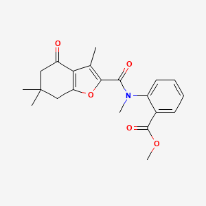 molecular formula C21H23NO5 B15099024 Methyl 2-{methyl[(3,6,6-trimethyl-4-oxo-4,5,6,7-tetrahydro-1-benzofuran-2-yl)carbonyl]amino}benzoate 