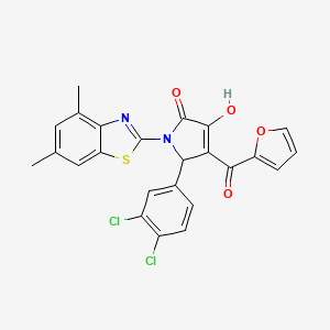 molecular formula C24H16Cl2N2O4S B15099038 (4E)-5-(3,4-dichlorophenyl)-1-(4,6-dimethyl-1,3-benzothiazol-2-yl)-4-[furan-2-yl(hydroxy)methylidene]pyrrolidine-2,3-dione 