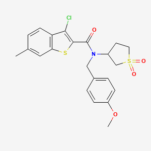 molecular formula C22H22ClNO4S2 B15099040 3-chloro-N-(1,1-dioxidotetrahydrothiophen-3-yl)-N-(4-methoxybenzyl)-6-methyl-1-benzothiophene-2-carboxamide 