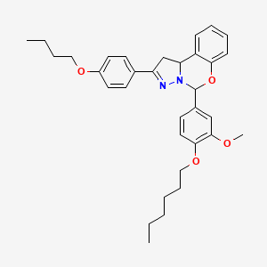 molecular formula C33H40N2O4 B15099048 2-(4-Butoxyphenyl)-5-[4-(hexyloxy)-3-methoxyphenyl]-1,10b-dihydropyrazolo[1,5-c][1,3]benzoxazine 