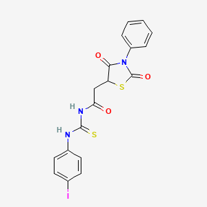 molecular formula C18H14IN3O3S2 B15099109 2-(2,4-dioxo-3-phenyl-1,3-thiazolidin-5-yl)-N-[(4-iodophenyl)carbamothioyl]acetamide 