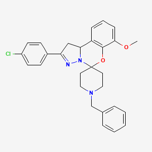 molecular formula C28H28ClN3O2 B15099120 1-Benzyl-2'-(4-chlorophenyl)-7'-methoxy-1',10b'-dihydrospiro[piperidine-4,5'-pyrazolo[1,5-c][1,3]benzoxazine] 