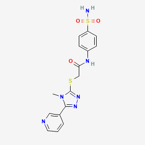 molecular formula C16H16N6O3S2 B15099152 2-{[4-methyl-5-(pyridin-3-yl)-4H-1,2,4-triazol-3-yl]sulfanyl}-N-(4-sulfamoylphenyl)acetamide 