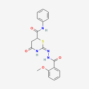 2-{2-[(2-methoxyphenyl)carbonyl]hydrazinyl}-4-oxo-N-phenyl-5,6-dihydro-4H-1,3-thiazine-6-carboxamide