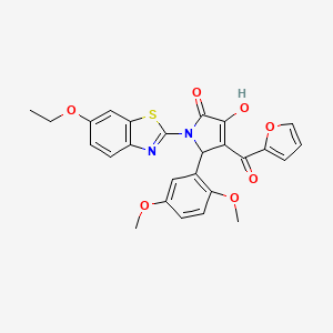 (4E)-5-(2,5-dimethoxyphenyl)-1-(6-ethoxy-1,3-benzothiazol-2-yl)-4-[furan-2-yl(hydroxy)methylidene]pyrrolidine-2,3-dione