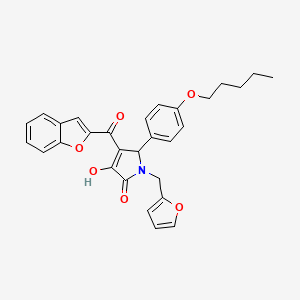 molecular formula C29H27NO6 B15099267 4-(1-benzofuran-2-ylcarbonyl)-1-(furan-2-ylmethyl)-3-hydroxy-5-[4-(pentyloxy)phenyl]-1,5-dihydro-2H-pyrrol-2-one 