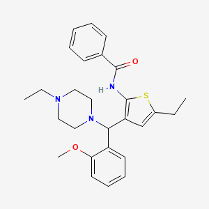 molecular formula C27H33N3O2S B15099308 N-{5-ethyl-3-[(4-ethylpiperazin-1-yl)(2-methoxyphenyl)methyl]thiophen-2-yl}benzamide 