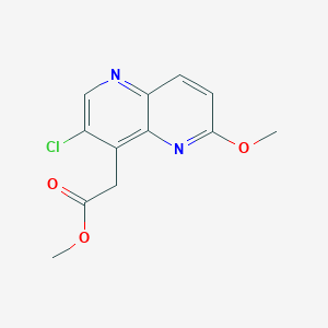 molecular formula C12H11ClN2O3 B1509932 Methyl [3-chloro-6-(methyloxy)-[1,5]naphthyridin-4-yl]acetate 