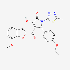 molecular formula C25H21N3O6S B15099374 5-(4-ethoxyphenyl)-3-hydroxy-4-(7-methoxy-1-benzofuran-2-carbonyl)-1-(5-methyl-1,3,4-thiadiazol-2-yl)-2,5-dihydro-1H-pyrrol-2-one 