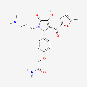 molecular formula C23H27N3O6 B15099432 2-(4-{1-[3-(dimethylamino)propyl]-4-hydroxy-3-(5-methylfuran-2-carbonyl)-5-oxo-2,5-dihydro-1H-pyrrol-2-yl}phenoxy)acetamide 