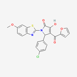 molecular formula C23H15ClN2O5S B15099439 5-(4-Chlorophenyl)-4-(2-furylcarbonyl)-3-hydroxy-1-(6-methoxybenzothiazol-2-yl)-3-pyrrolin-2-one 