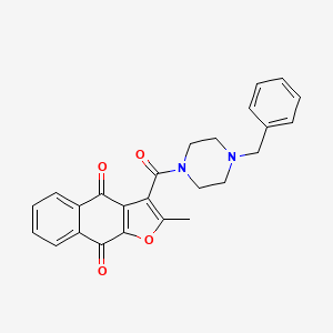 molecular formula C25H22N2O4 B15099463 2-Methyl-3-{[4-benzylpiperazinyl]carbonyl}naphtho[2,3-b]furan-4,9-dione 