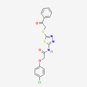 2-(4-chlorophenoxy)-N-{5-[(2-oxo-2-phenylethyl)sulfanyl]-1,3,4-thiadiazol-2-yl}acetamide