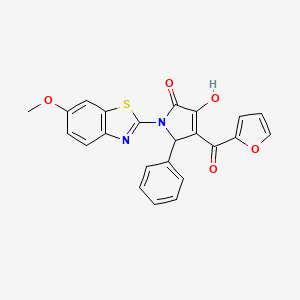 (4E)-4-[furan-2-yl(hydroxy)methylidene]-1-(6-methoxy-1,3-benzothiazol-2-yl)-5-phenylpyrrolidine-2,3-dione