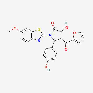 molecular formula C23H16N2O6S B15099502 4-(Furan-2-carbonyl)-3-hydroxy-5-(4-hydroxy-phenyl)-1-(6-methoxy-benzothiazol-2-yl)-1,5-dihydro-pyrrol-2-one 