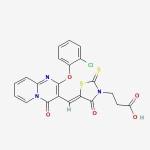 3-[(5Z)-5-{[2-(2-chlorophenoxy)-4-oxo-4H-pyrido[1,2-a]pyrimidin-3-yl]methylidene}-4-oxo-2-thioxo-1,3-thiazolidin-3-yl]propanoic acid