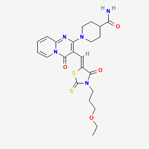 1-(3-{(Z)-[3-(3-ethoxypropyl)-4-oxo-2-thioxo-1,3-thiazolidin-5-ylidene]methyl}-4-oxo-4H-pyrido[1,2-a]pyrimidin-2-yl)piperidine-4-carboxamide