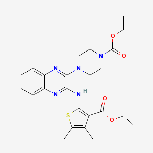 molecular formula C24H29N5O4S B15099549 Ethyl 4-(3-{[3-(ethoxycarbonyl)-4,5-dimethylthiophen-2-yl]amino}quinoxalin-2-yl)piperazine-1-carboxylate 