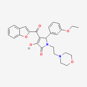 molecular formula C27H28N2O6 B15099586 4-(1-benzofuran-2-ylcarbonyl)-5-(3-ethoxyphenyl)-3-hydroxy-1-[2-(morpholin-4-yl)ethyl]-1,5-dihydro-2H-pyrrol-2-one 