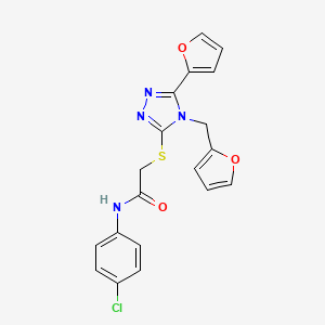 N-(4-chlorophenyl)-2-{[5-(furan-2-yl)-4-(furan-2-ylmethyl)-4H-1,2,4-triazol-3-yl]sulfanyl}acetamide