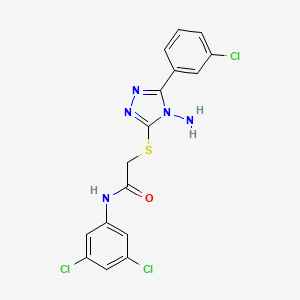 molecular formula C16H12Cl3N5OS B15099628 2-{[4-amino-5-(3-chlorophenyl)-4H-1,2,4-triazol-3-yl]sulfanyl}-N-(3,5-dichlorophenyl)acetamide 