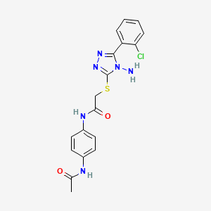 molecular formula C18H17ClN6O2S B15099681 N-[4-(acetylamino)phenyl]-2-{[4-amino-5-(2-chlorophenyl)-4H-1,2,4-triazol-3-yl]sulfanyl}acetamide 