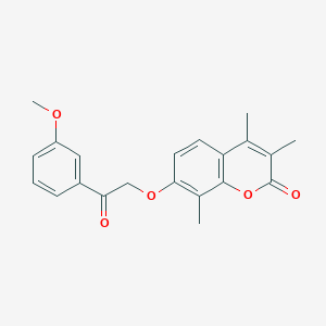 molecular formula C21H20O5 B15099686 7-[2-(3-methoxyphenyl)-2-oxoethoxy]-3,4,8-trimethyl-2H-chromen-2-one 