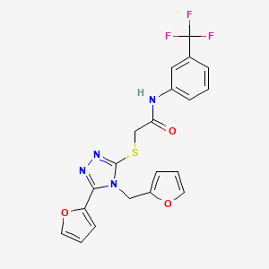 2-{[5-(furan-2-yl)-4-(furan-2-ylmethyl)-4H-1,2,4-triazol-3-yl]sulfanyl}-N-[3-(trifluoromethyl)phenyl]acetamide