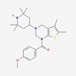 molecular formula C25H35N3O2S B15099706 [5,6-dimethyl-3-(2,2,6,6-tetramethylpiperidin-4-yl)-3,4-dihydrothieno[2,3-d]pyrimidin-1(2H)-yl](4-methoxyphenyl)methanone 