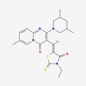 2-(3,5-dimethylpiperidin-1-yl)-3-[(Z)-(3-ethyl-4-oxo-2-thioxo-1,3-thiazolidin-5-ylidene)methyl]-7-methyl-4H-pyrido[1,2-a]pyrimidin-4-one