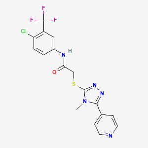 molecular formula C17H13ClF3N5OS B15099762 N-[4-chloro-3-(trifluoromethyl)phenyl]-2-{[4-methyl-5-(pyridin-4-yl)-4H-1,2,4-triazol-3-yl]sulfanyl}acetamide 