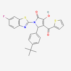 (4E)-5-(4-tert-butylphenyl)-1-(6-fluoro-1,3-benzothiazol-2-yl)-4-[hydroxy(thiophen-2-yl)methylidene]pyrrolidine-2,3-dione