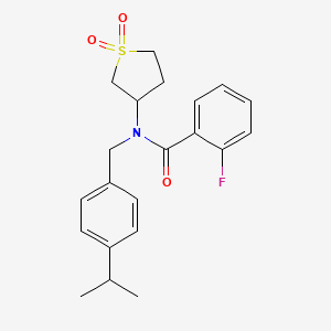 N-(1,1-dioxothiolan-3-yl)-2-fluoro-N-[(4-propan-2-ylphenyl)methyl]benzamide