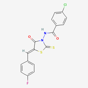 molecular formula C17H10ClFN2O2S2 B15099815 (4-chlorophenyl)-N-{5-[(4-fluorophenyl)methylene]-4-oxo-2-thioxo(1,3-thiazolid in-3-yl)}carboxamide 