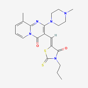 molecular formula C21H25N5O2S2 B15099830 9-methyl-2-(4-methylpiperazin-1-yl)-3-[(Z)-(4-oxo-3-propyl-2-thioxo-1,3-thiazolidin-5-ylidene)methyl]-4H-pyrido[1,2-a]pyrimidin-4-one 