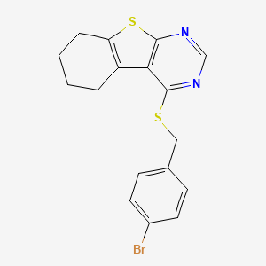 molecular formula C17H15BrN2S2 B15099845 4-[(4-Bromobenzyl)sulfanyl]-5,6,7,8-tetrahydro[1]benzothieno[2,3-d]pyrimidine 