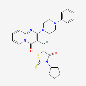 3-[(Z)-(3-cyclopentyl-4-oxo-2-thioxo-1,3-thiazolidin-5-ylidene)methyl]-2-(4-phenylpiperazin-1-yl)-4H-pyrido[1,2-a]pyrimidin-4-one