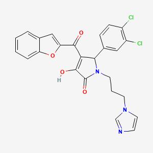 molecular formula C25H19Cl2N3O4 B15099874 4-(1-benzofuran-2-carbonyl)-5-(3,4-dichlorophenyl)-3-hydroxy-1-[3-(1H-imidazol-1-yl)propyl]-2,5-dihydro-1H-pyrrol-2-one 