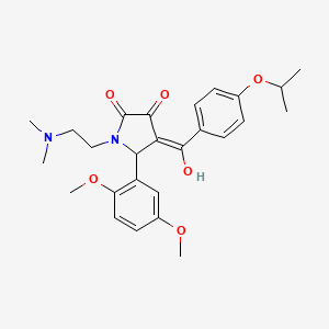 molecular formula C26H32N2O6 B15099880 (4E)-5-(2,5-dimethoxyphenyl)-1-[2-(dimethylamino)ethyl]-4-{hydroxy[4-(propan-2-yloxy)phenyl]methylidene}pyrrolidine-2,3-dione 