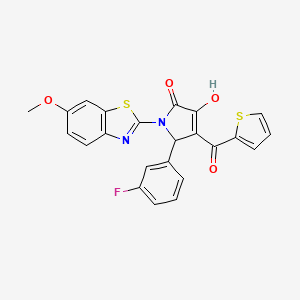 (4E)-5-(3-fluorophenyl)-4-[hydroxy(thiophen-2-yl)methylidene]-1-(6-methoxy-1,3-benzothiazol-2-yl)pyrrolidine-2,3-dione