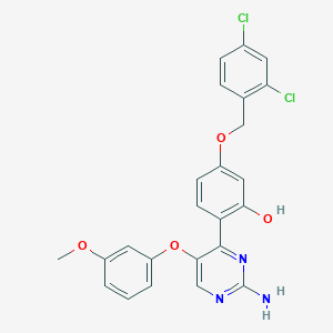 molecular formula C24H19Cl2N3O4 B15099900 2-[2-Amino-5-(3-methoxyphenoxy)-4-pyrimidinyl]-5-[(2,4-dichlorobenzyl)oxy]phenol 