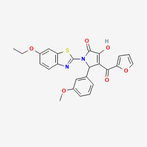 molecular formula C25H20N2O6S B15099912 1-(6-Ethoxybenzothiazol-2-yl)-4-(2-furylcarbonyl)-3-hydroxy-5-(3-methoxyphenyl)-3-pyrrolin-2-one 