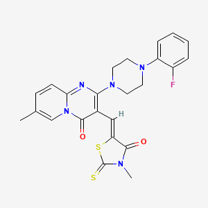 molecular formula C24H22FN5O2S2 B15099919 2-[4-(2-fluorophenyl)piperazin-1-yl]-7-methyl-3-[(Z)-(3-methyl-4-oxo-2-thioxo-1,3-thiazolidin-5-ylidene)methyl]-4H-pyrido[1,2-a]pyrimidin-4-one 