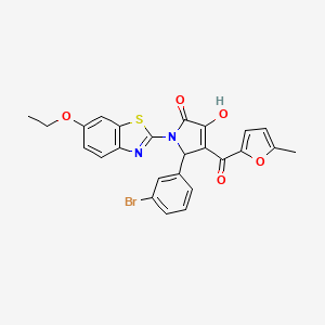 molecular formula C25H19BrN2O5S B15099926 (4E)-5-(3-bromophenyl)-1-(6-ethoxy-1,3-benzothiazol-2-yl)-4-[hydroxy(5-methylfuran-2-yl)methylidene]pyrrolidine-2,3-dione 