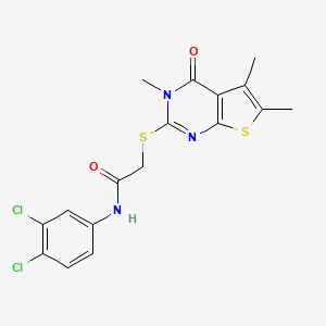 molecular formula C17H15Cl2N3O2S2 B15099931 N-(3,4-dichlorophenyl)-2-[(3,5,6-trimethyl-4-oxo-3,4-dihydrothieno[2,3-d]pyrimidin-2-yl)sulfanyl]acetamide 