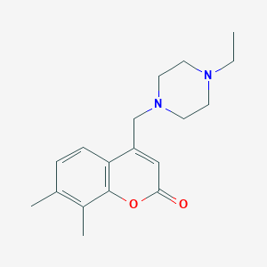 molecular formula C18H24N2O2 B15099941 4-[(4-Ethylpiperazinyl)methyl]-7,8-dimethylchromen-2-one 