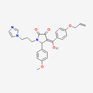 molecular formula C27H27N3O5 B15099954 3-hydroxy-1-[3-(1H-imidazol-1-yl)propyl]-5-(4-methoxyphenyl)-4-{[4-(prop-2-en-1-yloxy)phenyl]carbonyl}-1,5-dihydro-2H-pyrrol-2-one 