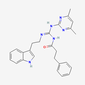 N-[(E)-[(4,6-dimethylpyrimidin-2-yl)amino]{[2-(1H-indol-3-yl)ethyl]amino}methylidene]-3-phenylpropanamide